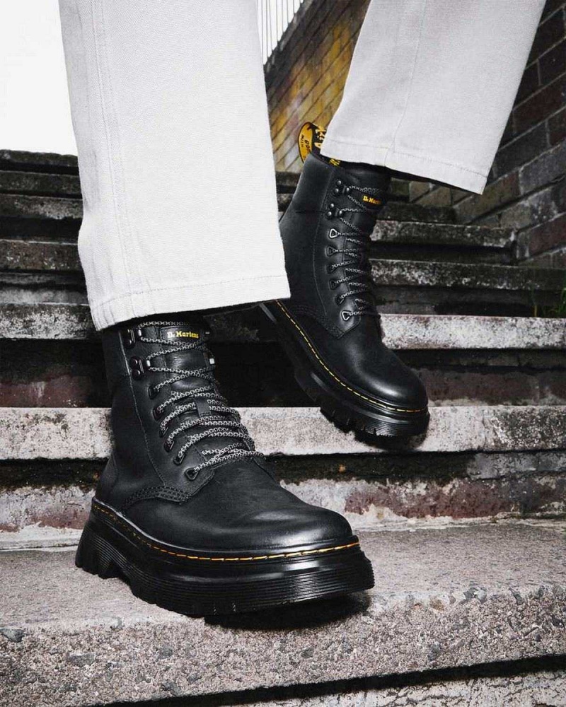 Black DR Martens Tarik Wyoming Leather Utility Boots | 3972IDLPC