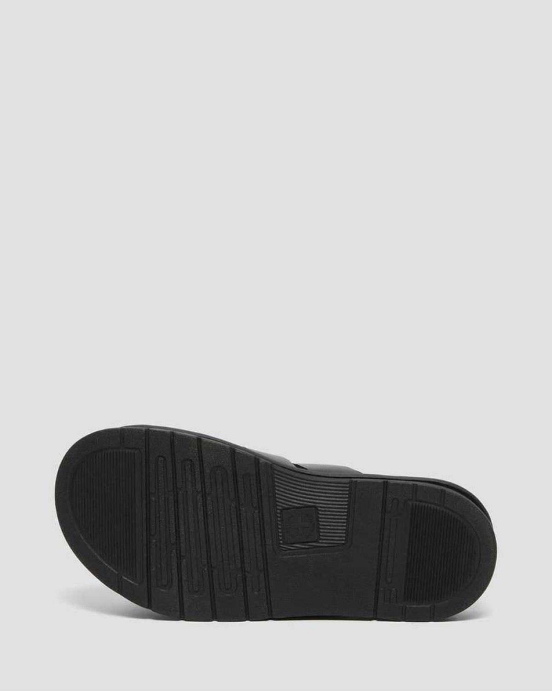 Black DR Martens Tate Leather Slide Sandals | 3958APTGE