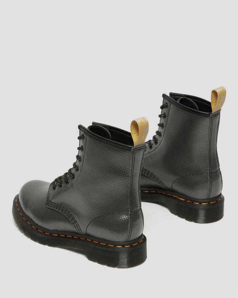 Black DR Martens Vegan 1460 Metallic Emboss Lace Up Boots | 1075AIOEB