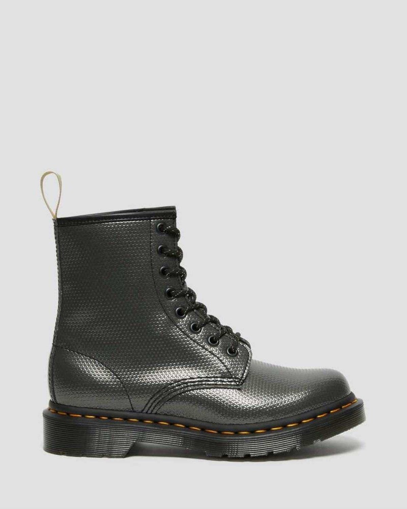 Black DR Martens Vegan 1460 Metallic Emboss Lace Up Boots | 1075AIOEB