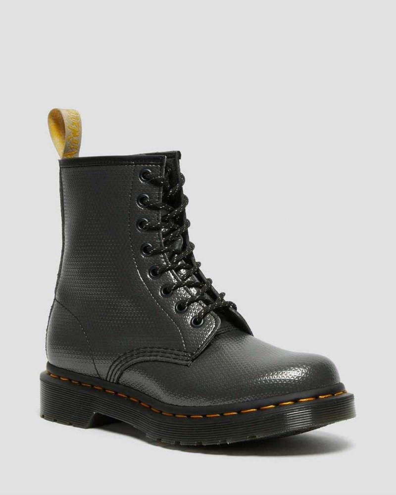 Black DR Martens Vegan 1460 Metallic Emboss Lace Up Boots | 1075AIOEB