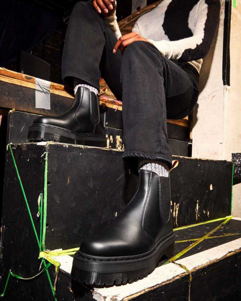 Black DR Martens Vegan 2976 Felix Platform Chelsea Boots | 0935XOAUD