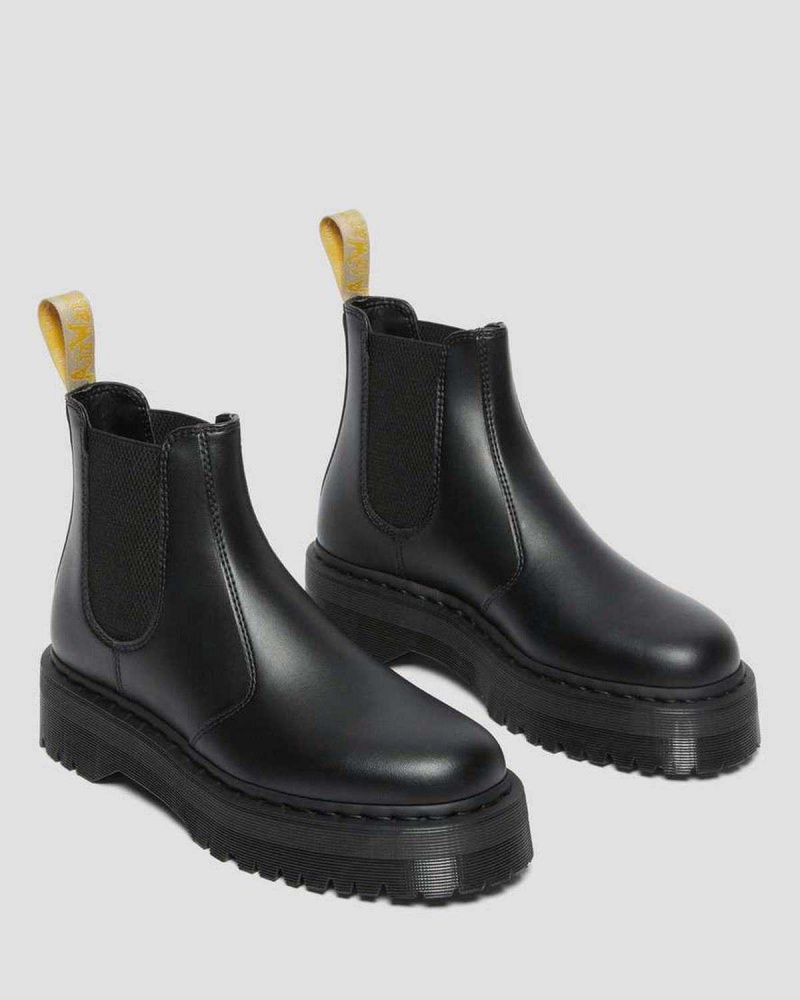 Black DR Martens Vegan 2976 Felix Platform Chelsea Boots | 0935XOAUD