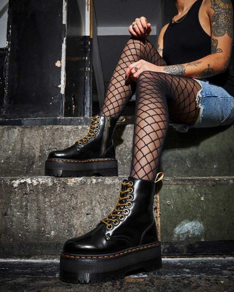 Black DR Martens Vegan Jadon Max Platform Boots | 2847TZXYP