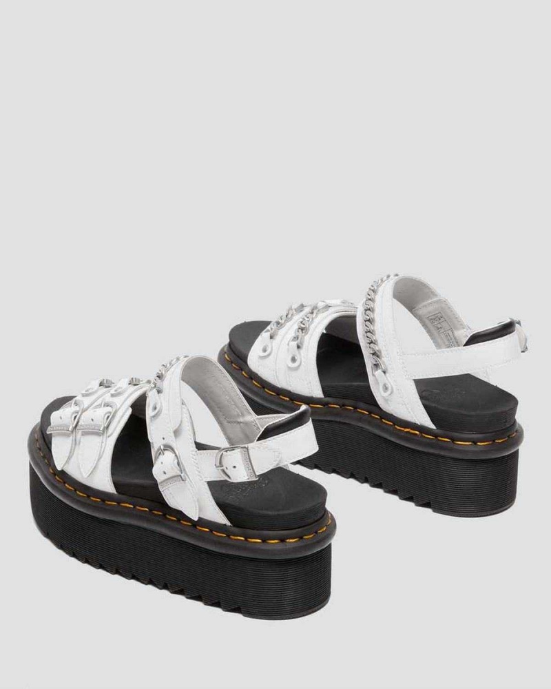 Black DR Martens Voss II Chain Patent Leather Platform Sandals | 6754CBTJZ