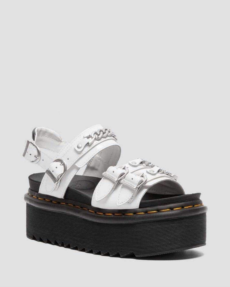 Black DR Martens Voss II Chain Patent Leather Platform Sandals | 6754CBTJZ