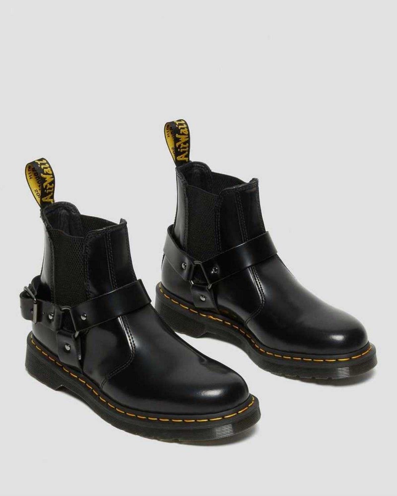 Black DR Martens Wincox Smooth Leather Buckle Boots | 5370CHYEN