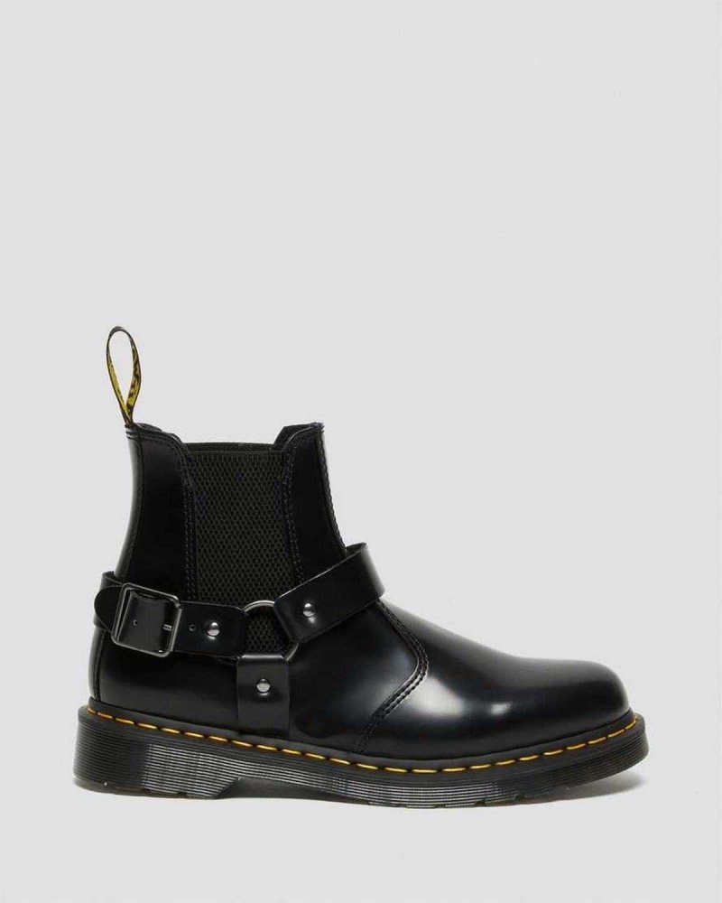 Black DR Martens Wincox Smooth Leather Buckle Boots | 5370CHYEN