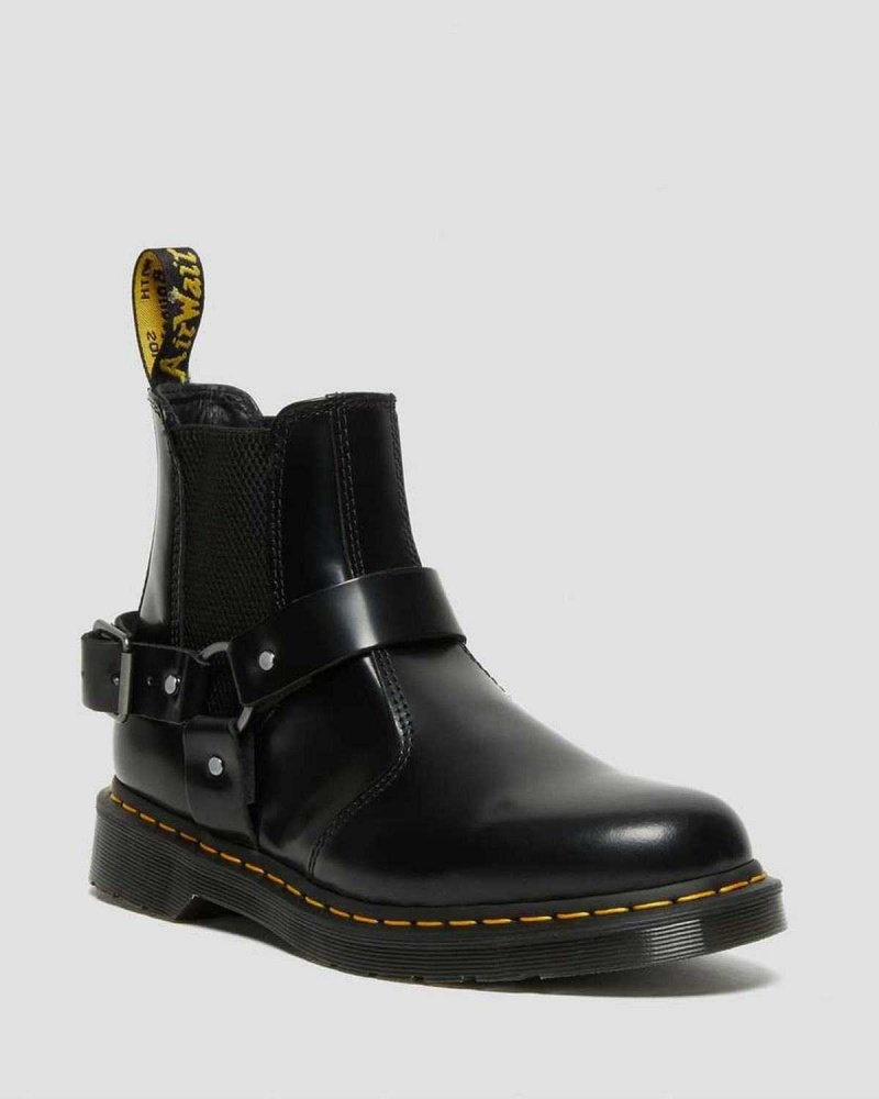 Black DR Martens Wincox Smooth Leather Buckle Boots | 5370CHYEN