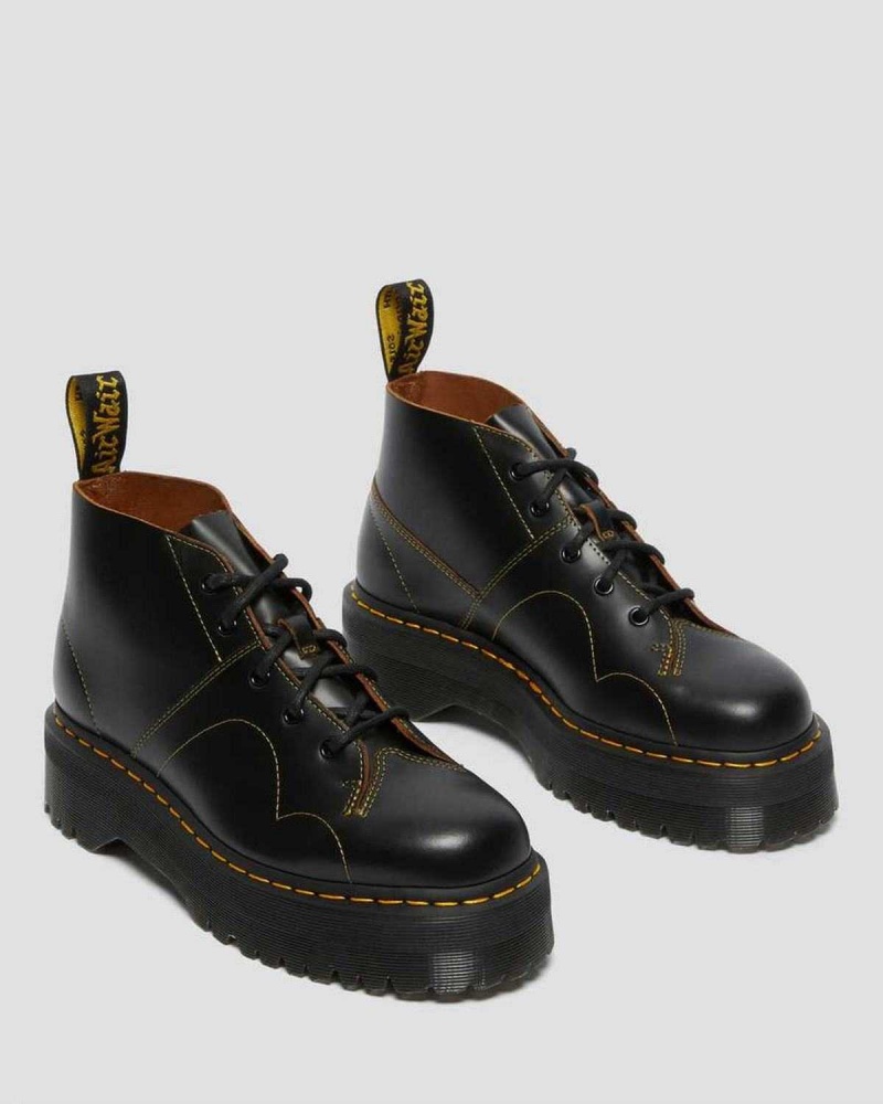 Black Grey DR Martens Church Platform Monkey Boots | 2491PYBND