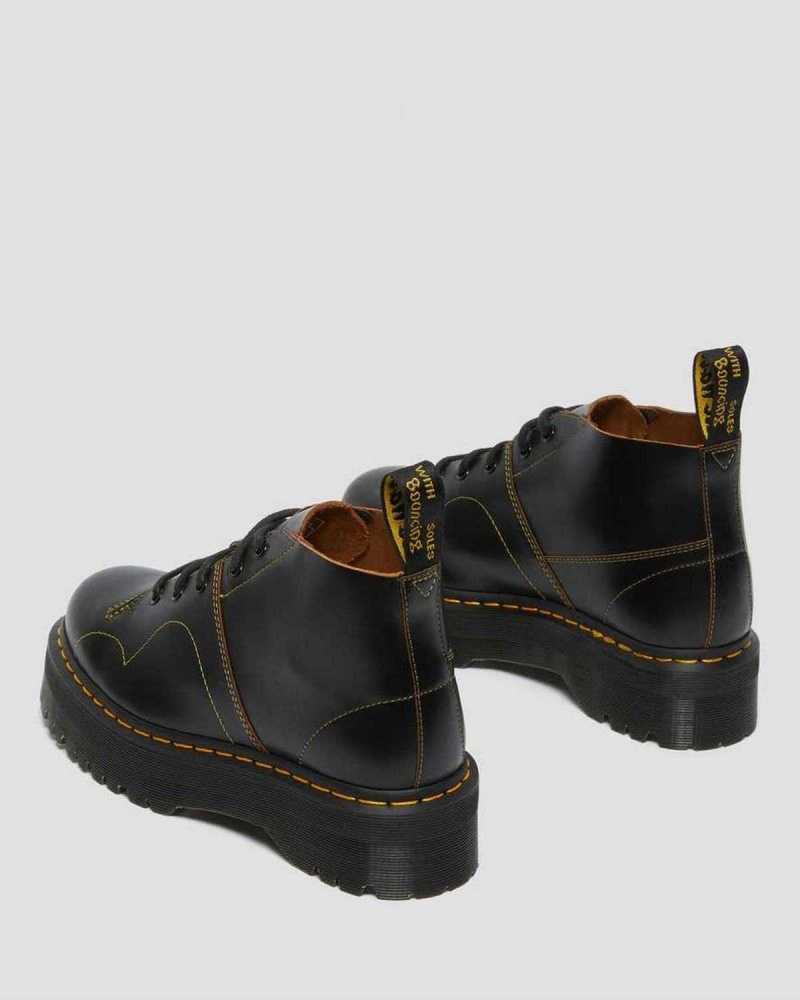 Black Grey DR Martens Church Platform Monkey Boots | 2491PYBND