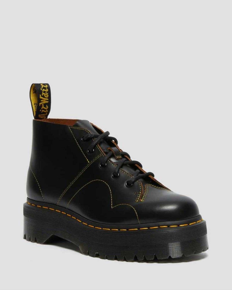 Black Grey DR Martens Church Platform Monkey Boots | 2491PYBND