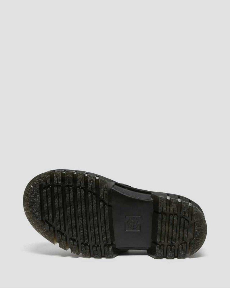 Black Grey DR Martens Ricki Nappa Lux Leather 3-Strap Sandals | 2439POJFK