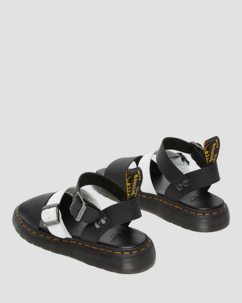 Black Leopard DR Martens Gryphon Contrast Leather Strap Sandals | 5102EHYAU