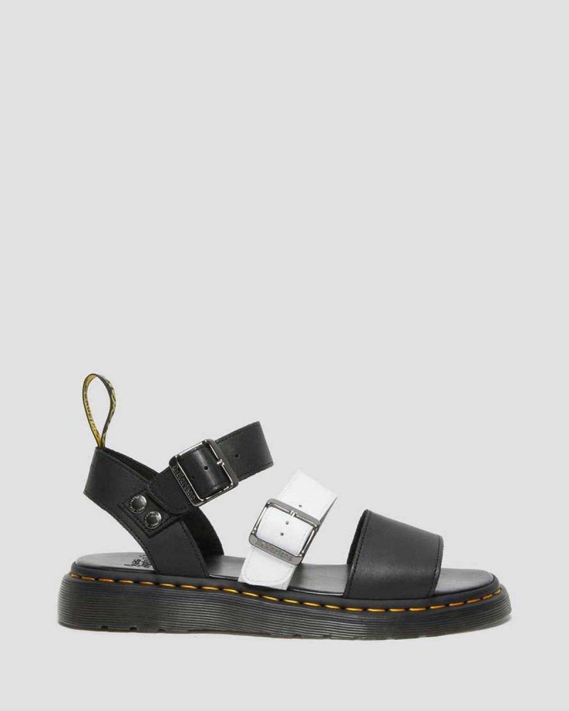 Black Leopard DR Martens Gryphon Contrast Leather Strap Sandals | 5102EHYAU