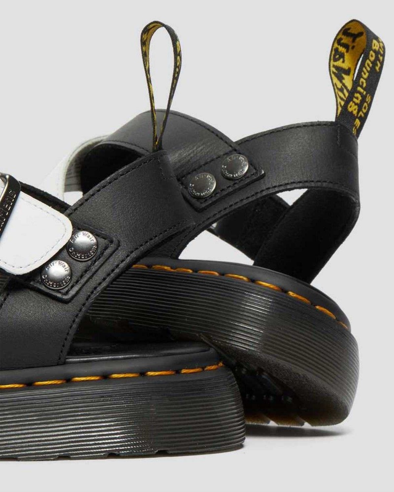 Black Leopard DR Martens Gryphon Contrast Leather Strap Sandals | 5102EHYAU