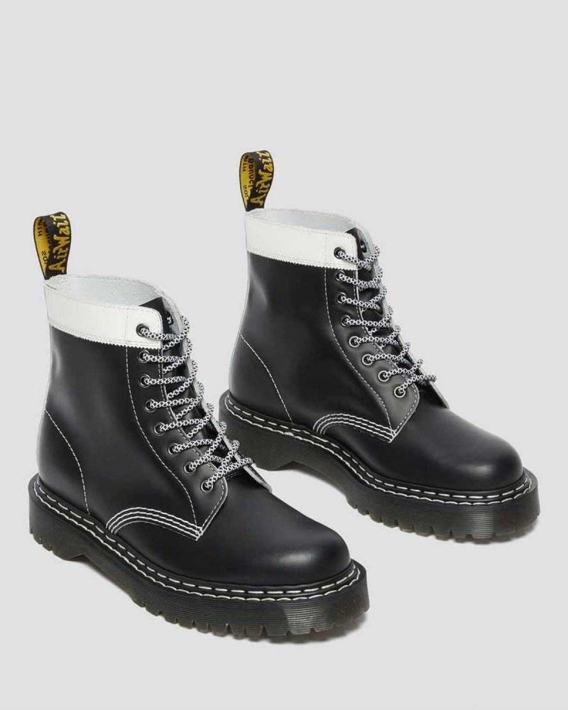 Black White DR Martens 1460 Pascal Bex Leather Contrast Lace Up Boots | 0839JCBKQ