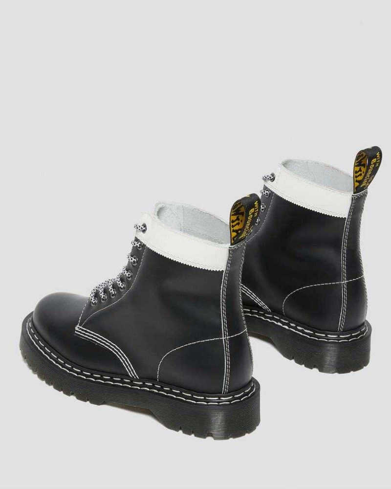 Black White DR Martens 1460 Pascal Bex Leather Contrast Lace Up Boots | 0839JCBKQ