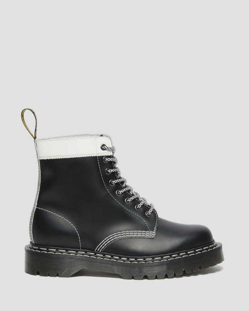 Black White DR Martens 1460 Pascal Bex Leather Contrast Lace Up Boots | 0839JCBKQ