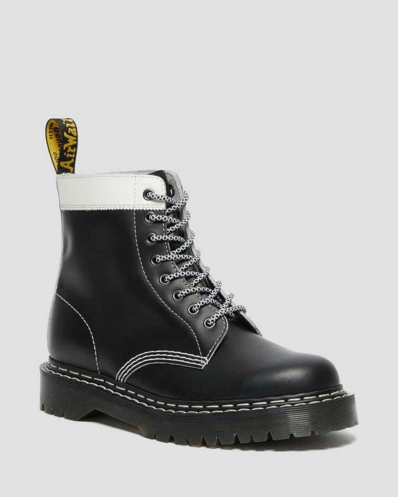 Black White DR Martens 1460 Pascal Bex Leather Contrast Lace Up Boots | 0839JCBKQ