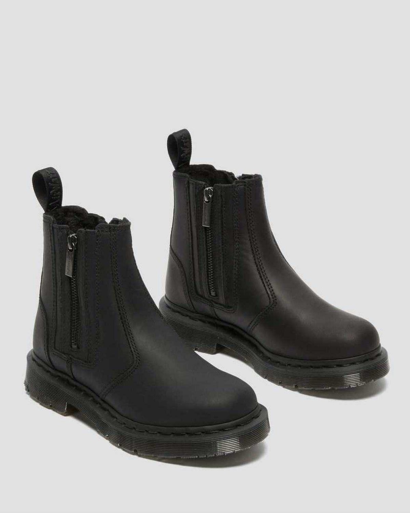 Black White DR Martens 2976 DM's Wintergrip Zip Chelsea Boots | 4698OASFV