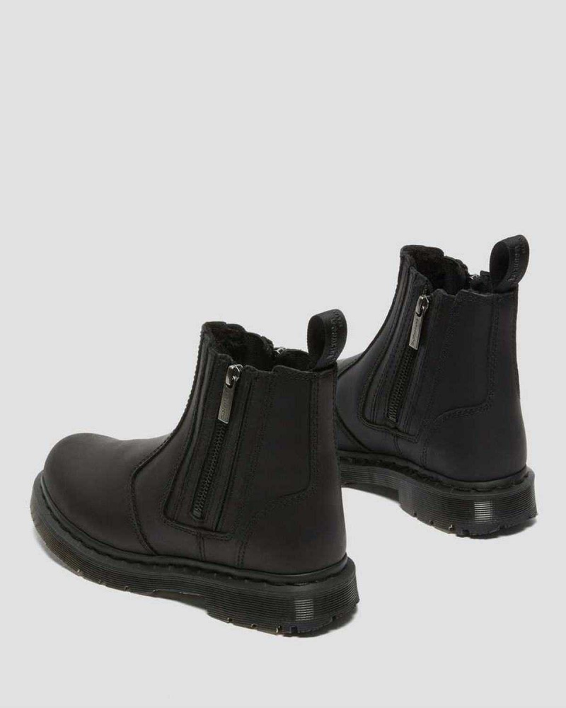 Black White DR Martens 2976 DM's Wintergrip Zip Chelsea Boots | 4698OASFV