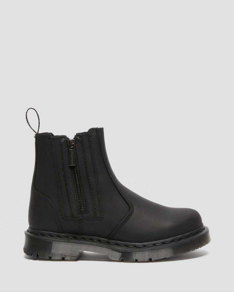 Black White DR Martens 2976 DM's Wintergrip Zip Chelsea Boots | 4698OASFV