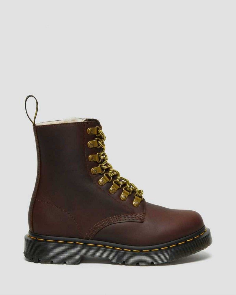 Brown DR Martens 1460 Pascal DM's Wintergrip Leather Lace Up Boots | 0129ETGKN