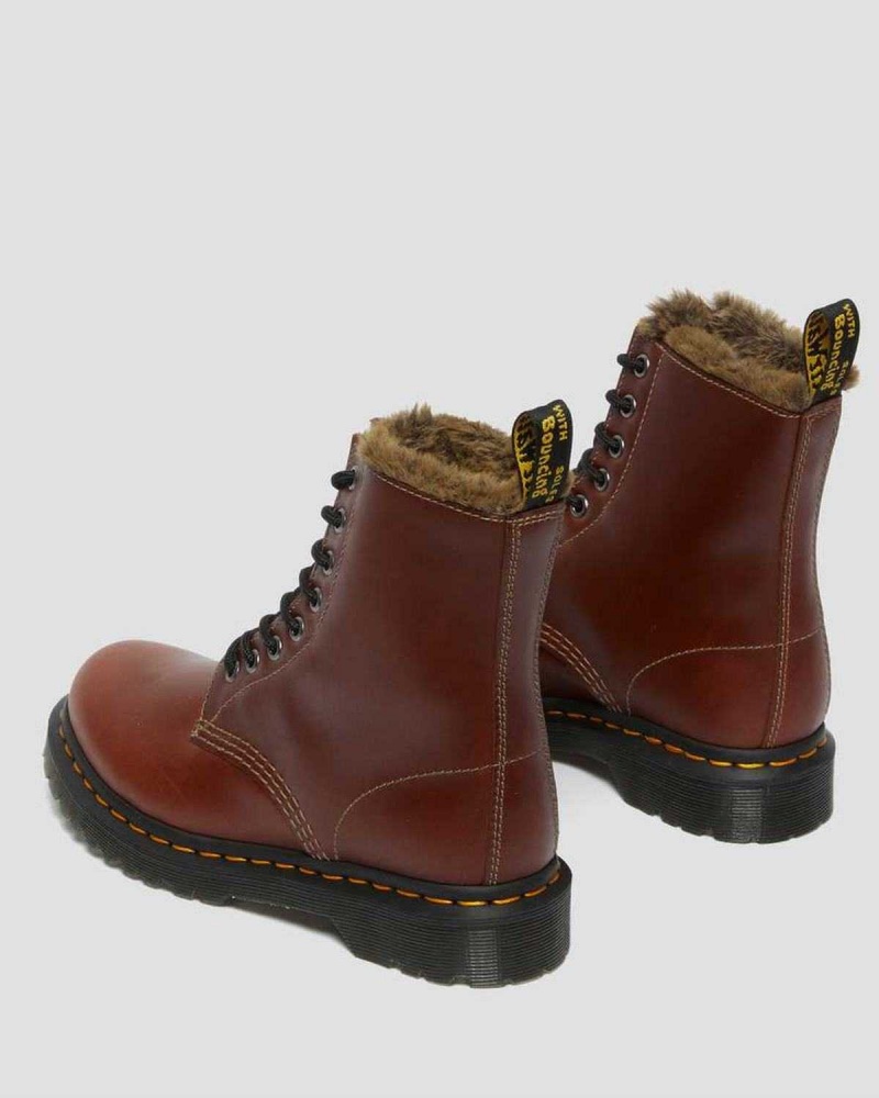 Brown DR Martens 1460 Serena Faux Fur Lined Lace Up Boots | 7186XRBTU