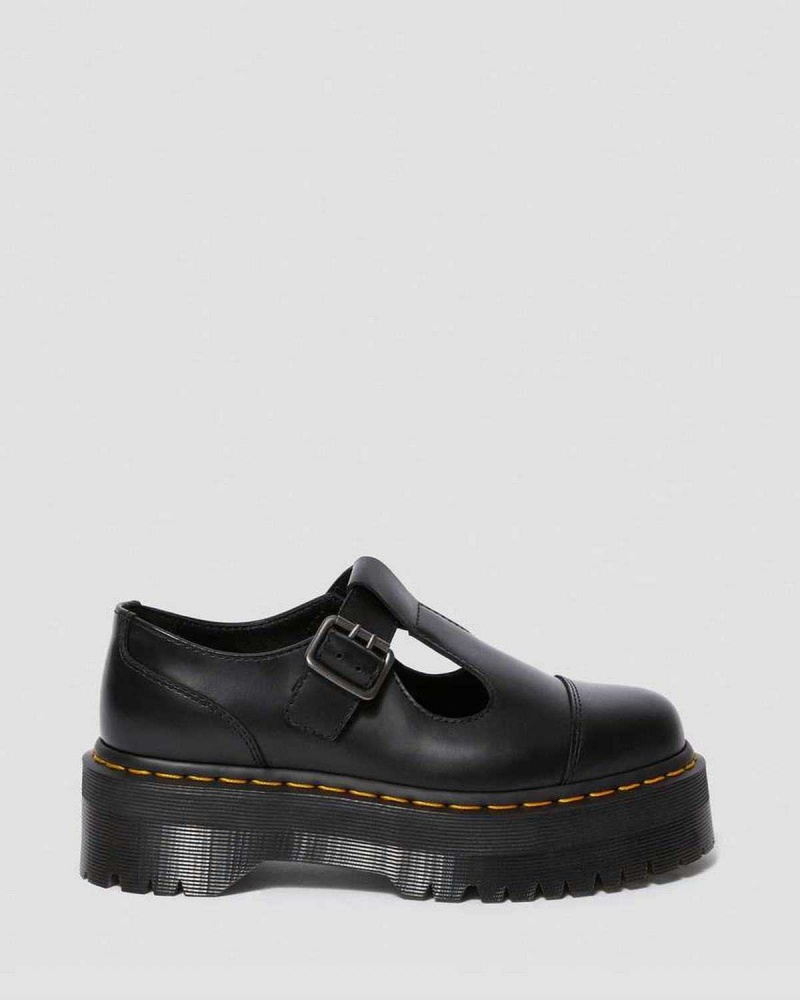 Brown DR Martens Bethan Polished Smooth Leather Platform Shoes | 0586TABQW