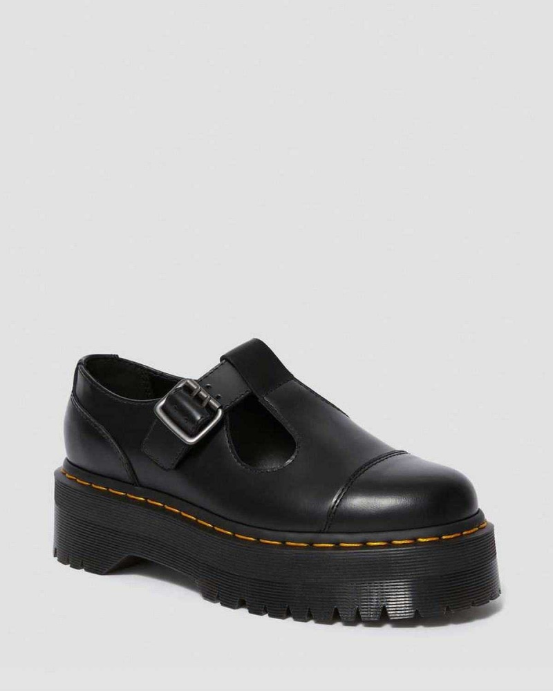 Brown DR Martens Bethan Polished Smooth Leather Platform Shoes | 0586TABQW