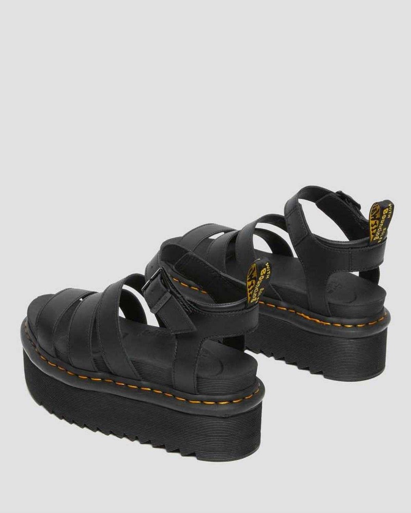 Brown DR Martens Blaire Hydro Leather Platform Strap Sandals | 9870YCPAF