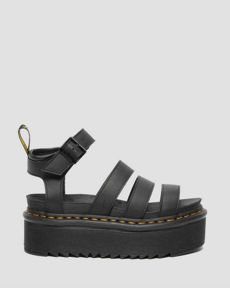 Brown DR Martens Blaire Hydro Leather Platform Strap Sandals | 9870YCPAF