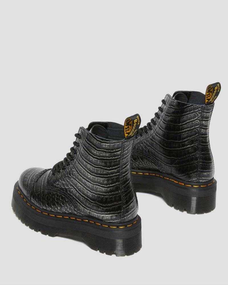 Brown DR Martens Sinclair Croc Emboss Leather Platform Boots | 4290ZITBV