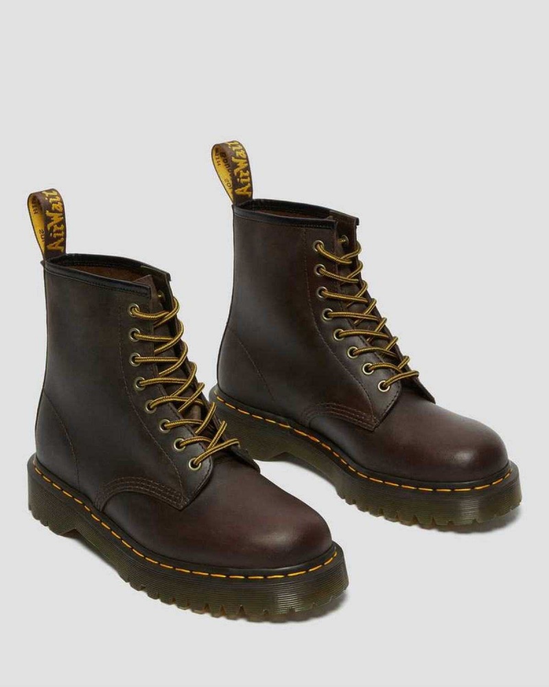 Burgundy DR Martens 1460 Bex Crazy Horse Leather Lace Up Boots | 0319FJMYH