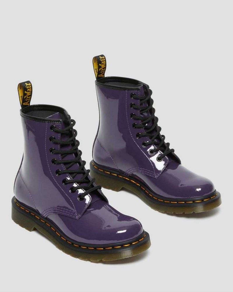 Burgundy DR Martens 1460 Patent Leather Lace Up Boots | 7683JFBKM