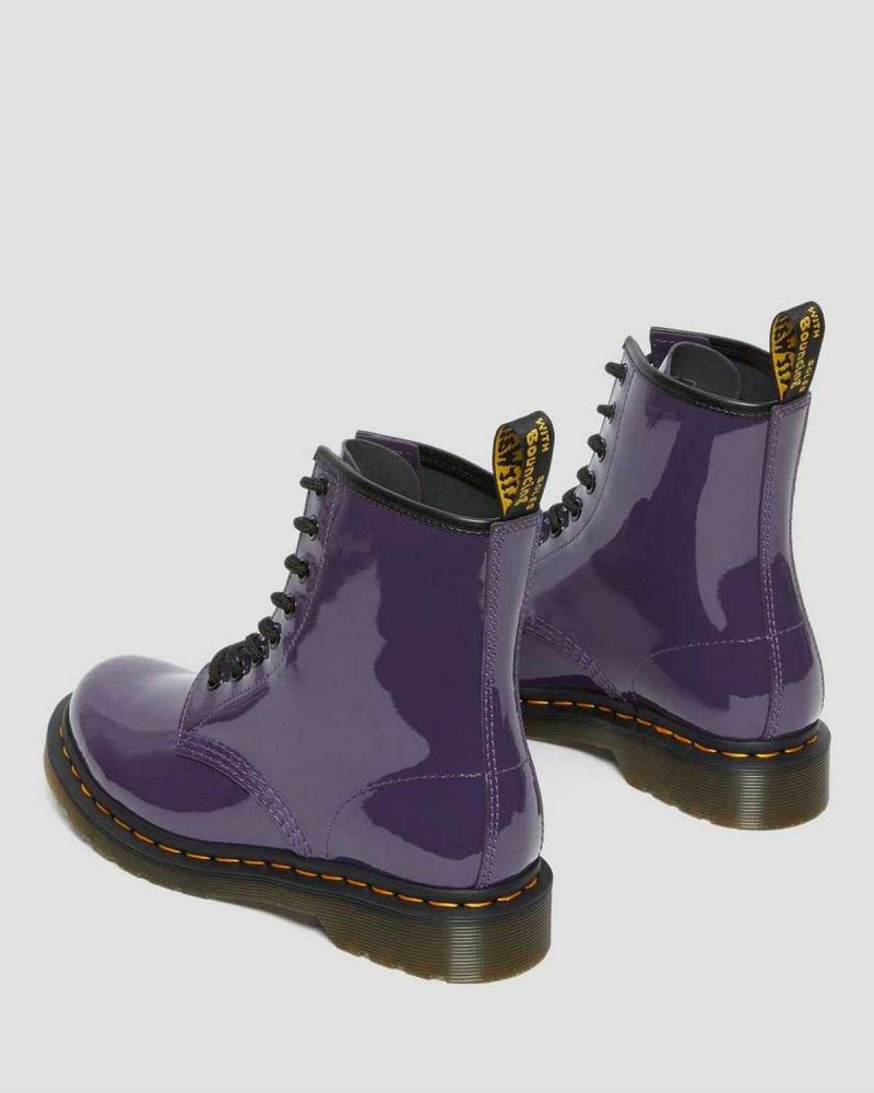 Burgundy DR Martens 1460 Patent Leather Lace Up Boots | 7683JFBKM