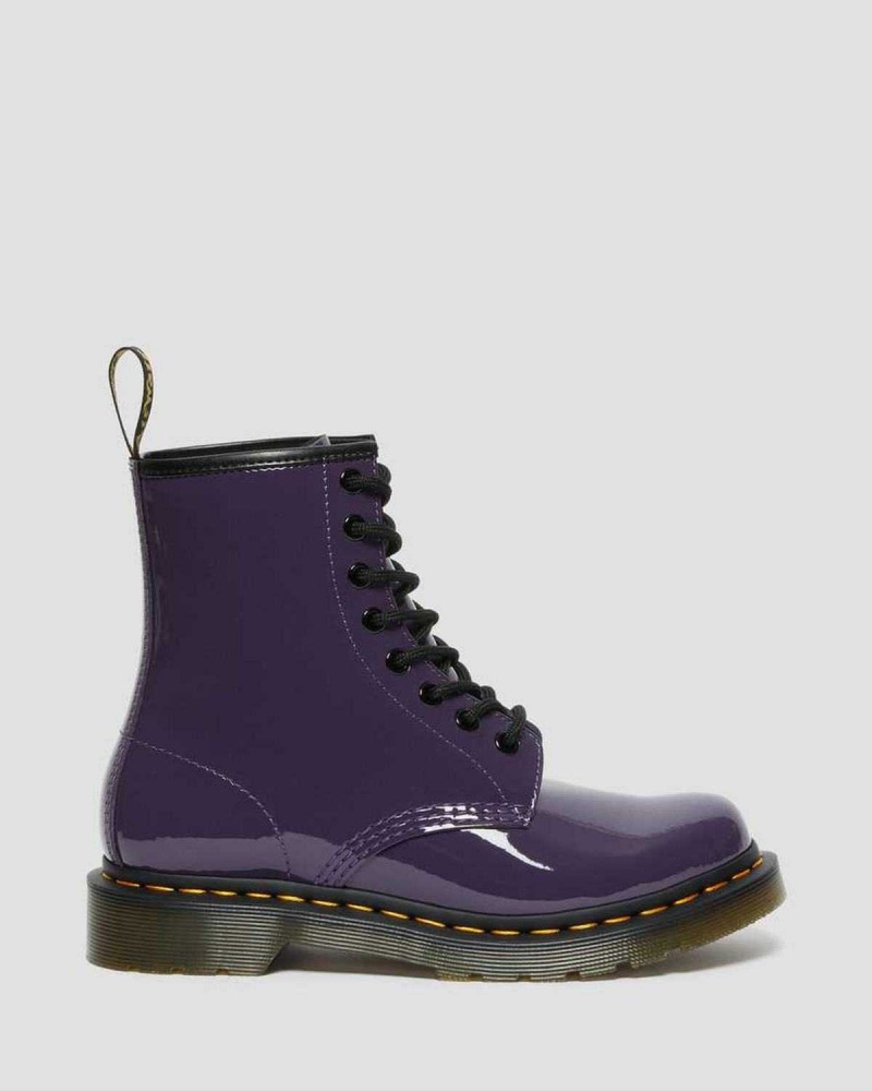 Burgundy DR Martens 1460 Patent Leather Lace Up Boots | 7683JFBKM