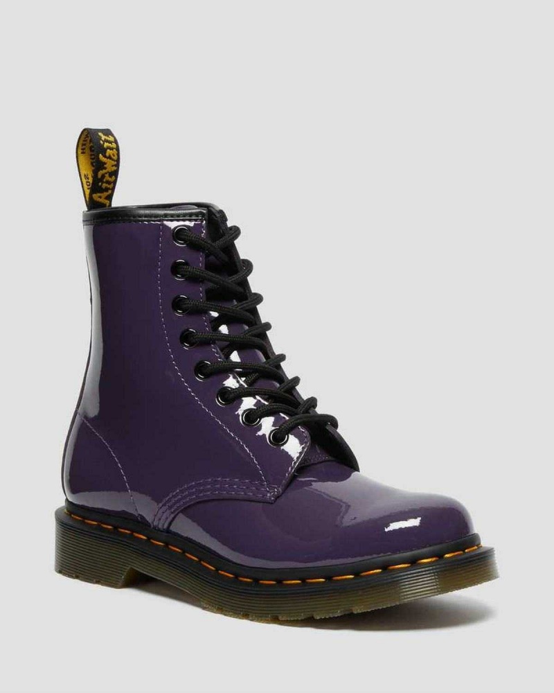 Burgundy DR Martens 1460 Patent Leather Lace Up Boots | 7683JFBKM