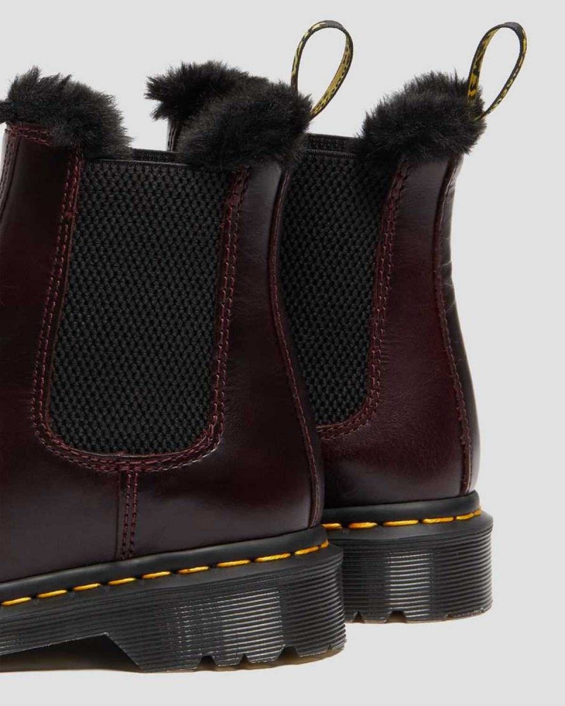 Burgundy DR Martens 2976 Leonore Faux Fur Lined Chelsea Boots | 2879ARGET