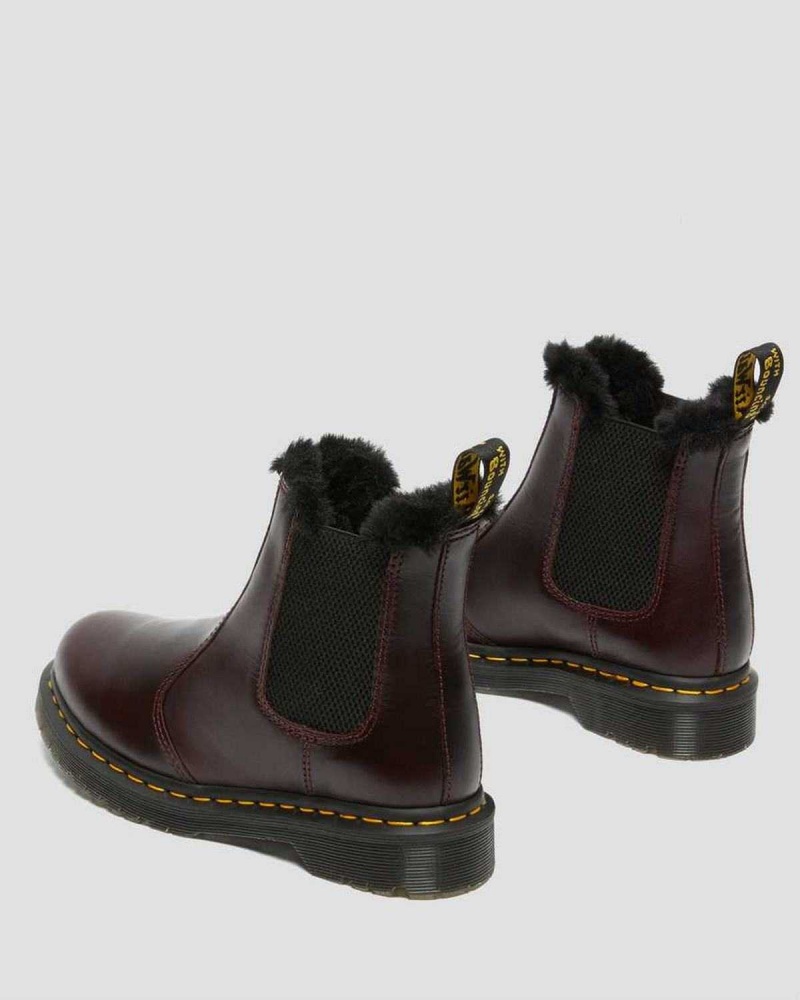 Burgundy DR Martens 2976 Leonore Faux Fur Lined Chelsea Boots | 2879ARGET