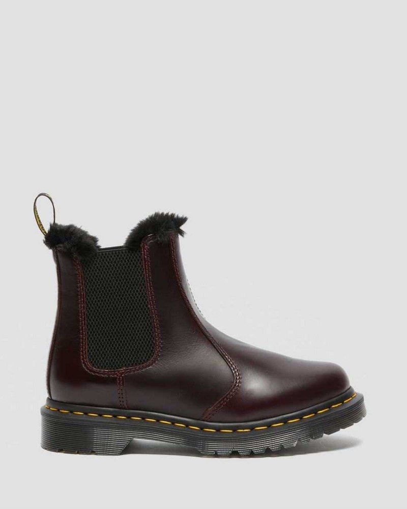 Burgundy DR Martens 2976 Leonore Faux Fur Lined Chelsea Boots | 2879ARGET