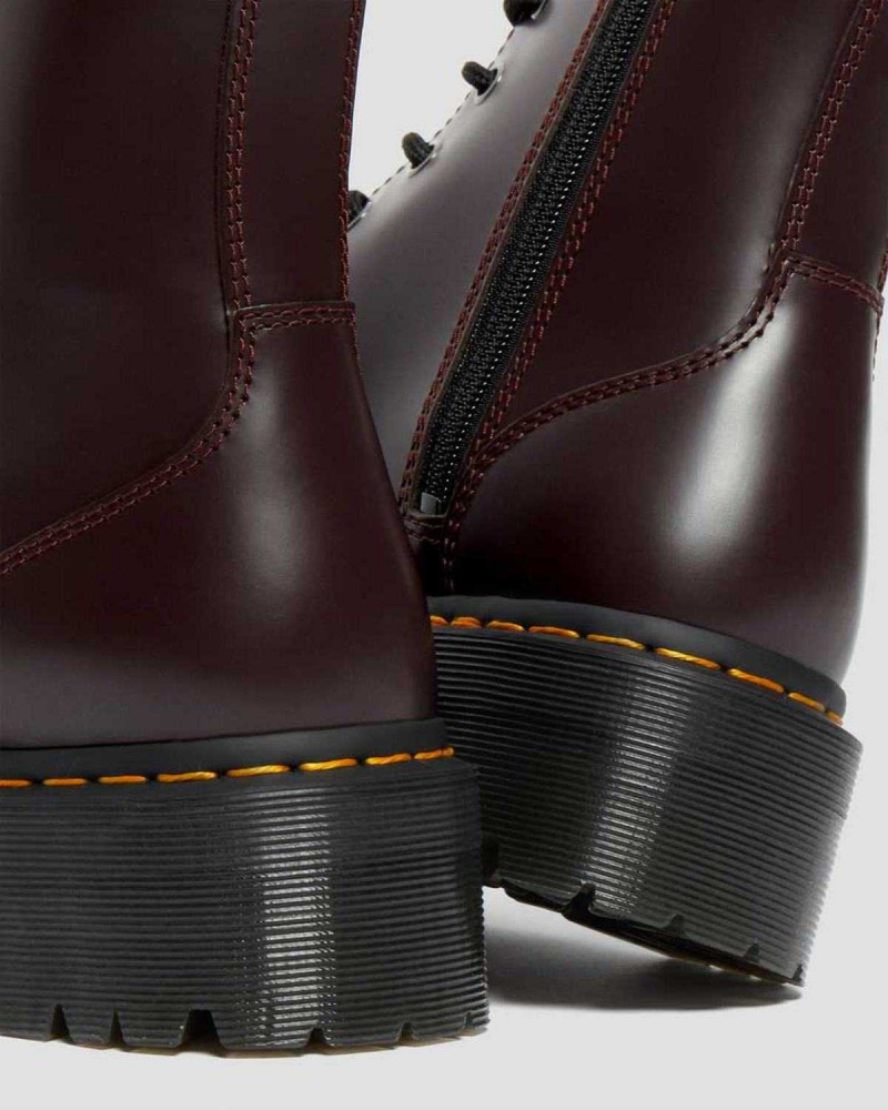 Burgundy DR Martens Jadon Smooth Leather Platform Boots | 8710HOAYK