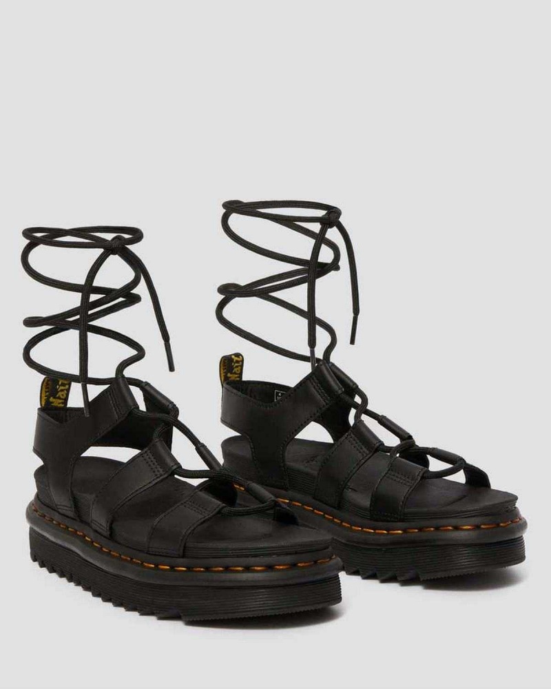 Burgundy DR Martens Nartilla Leather Gladiator Sandals | 4852OBZFH