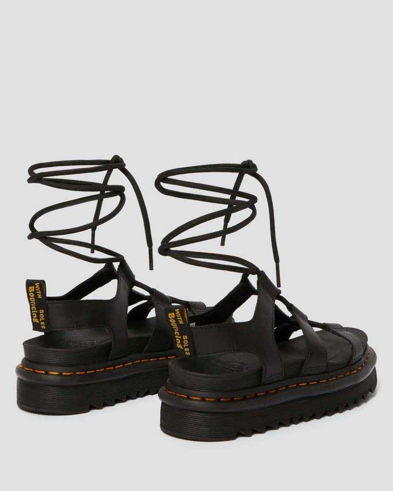 Burgundy DR Martens Nartilla Leather Gladiator Sandals | 4852OBZFH