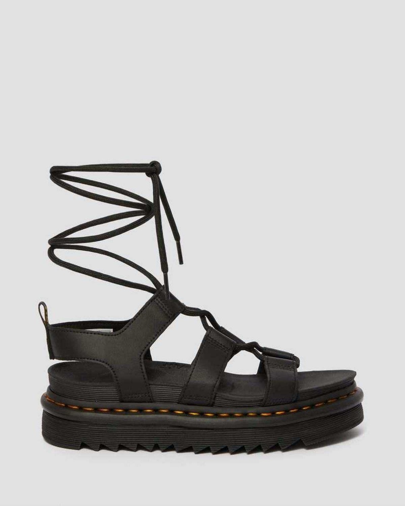 Burgundy DR Martens Nartilla Leather Gladiator Sandals | 4852OBZFH