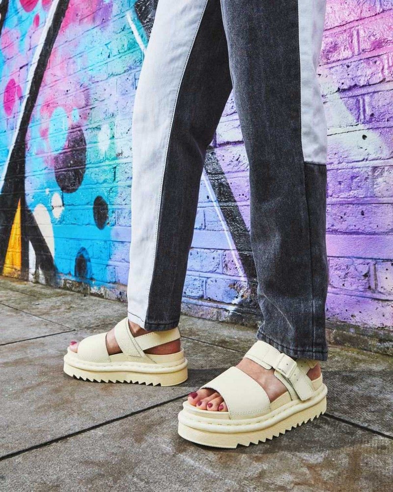 Burgundy DR Martens Voss Leather Strap Sandals | 9738PFIRY