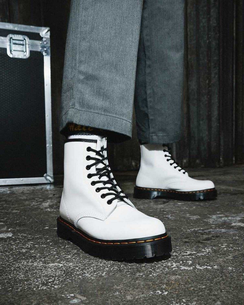 Cream DR Martens 1460 Bex Smooth Leather Platform Boots | 2954QDBRS