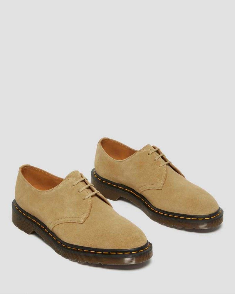 Cream DR Martens 1461 Made in England Buck Suede Oxford Shoes | 1730HJORL