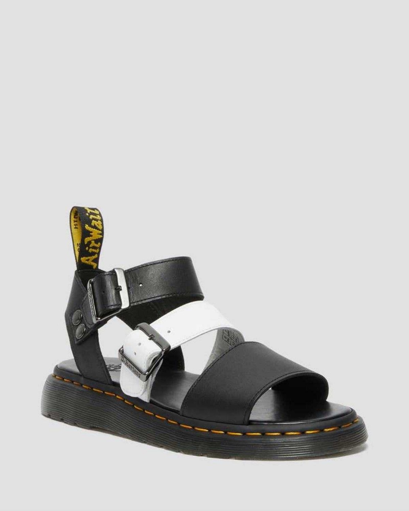 Dark Brown DR Martens Gryphon Contrast Leather Strap Sandals | 1498ZDGXF